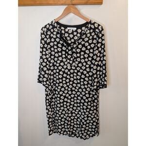 GERARD DAREL Women's Floral Dress Size 38 Black White Daisy Print V-Neck